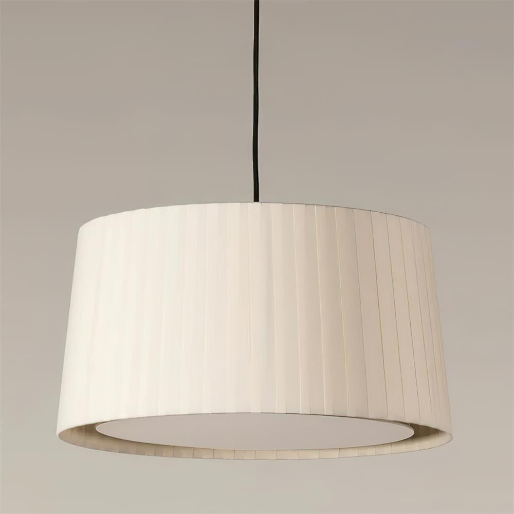 Pendant Lamp Pleated Fabric Drum Black Minimalist Classic - Letslighting