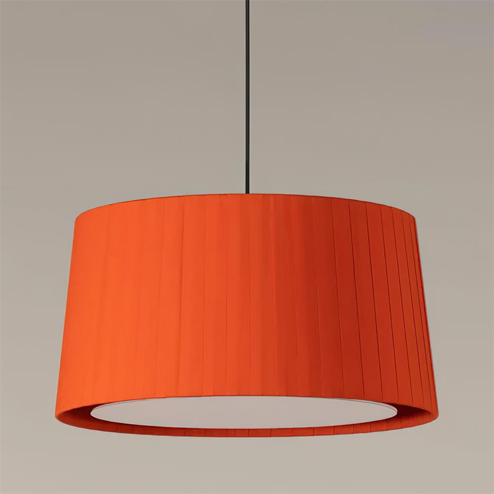 Pendant Lamp Pleated Fabric Drum Black Minimalist Classic - Letslighting