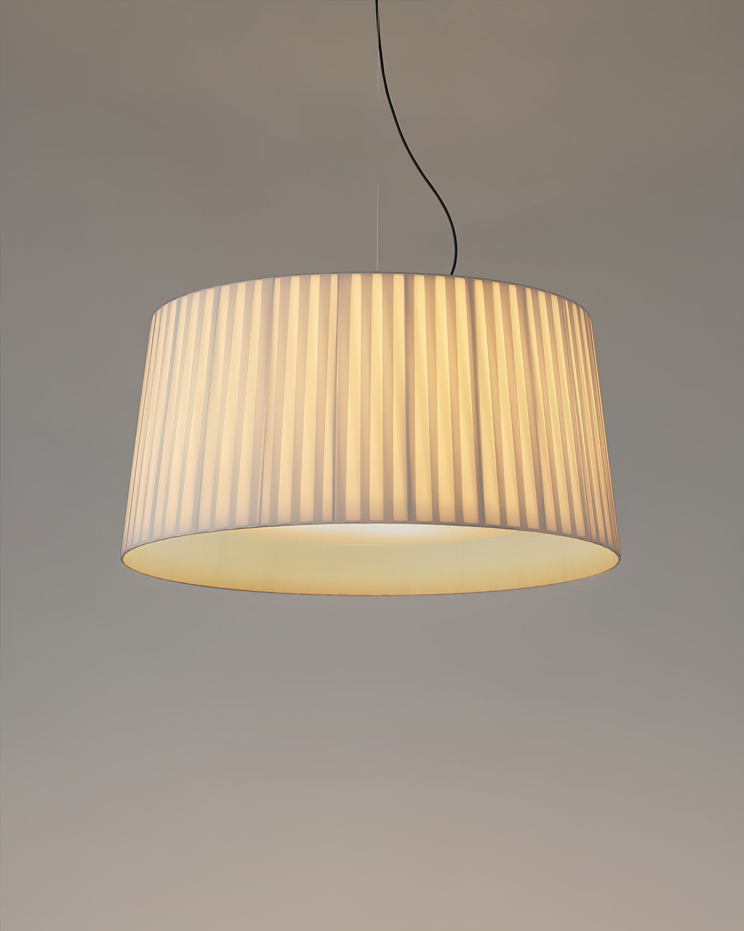 Pendant Lamp Pleated Fabric Drum Black Minimalist Classic - Letslighting
