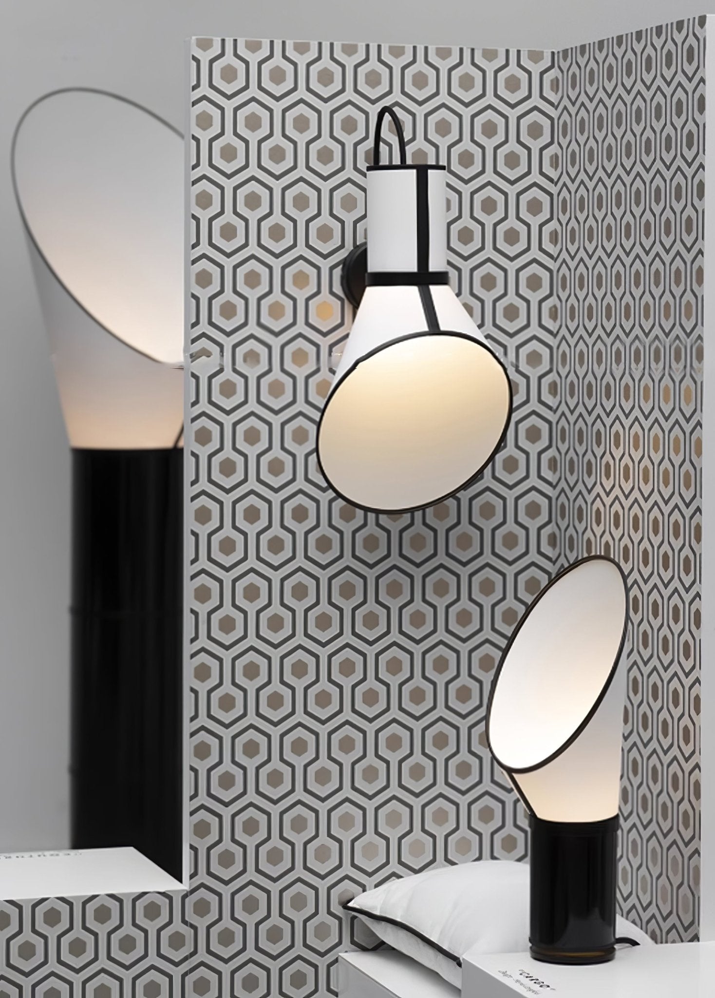 Artful Modern Fabric & Metal Table Lamp