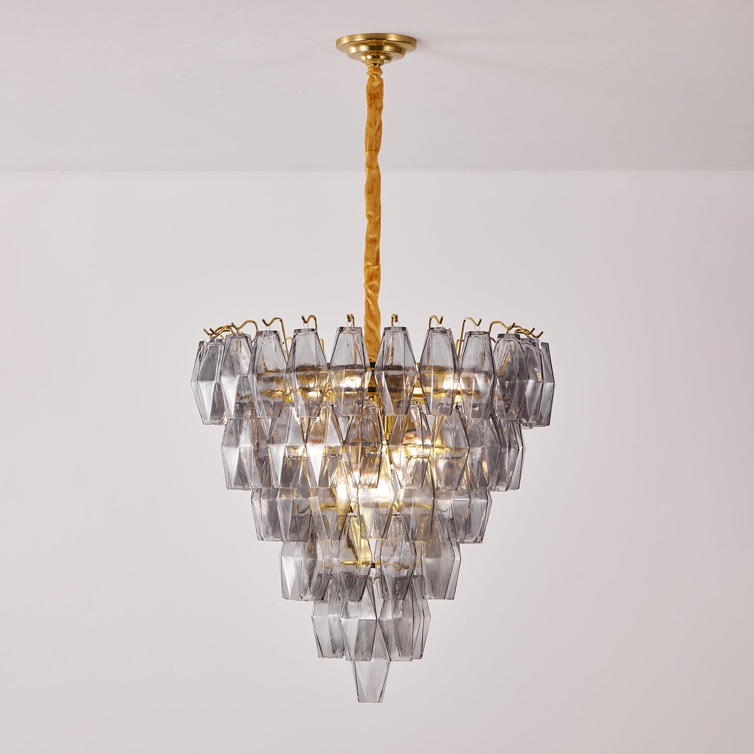 Aurora Chandelier Smoke Gray Inverted Crystal Prism