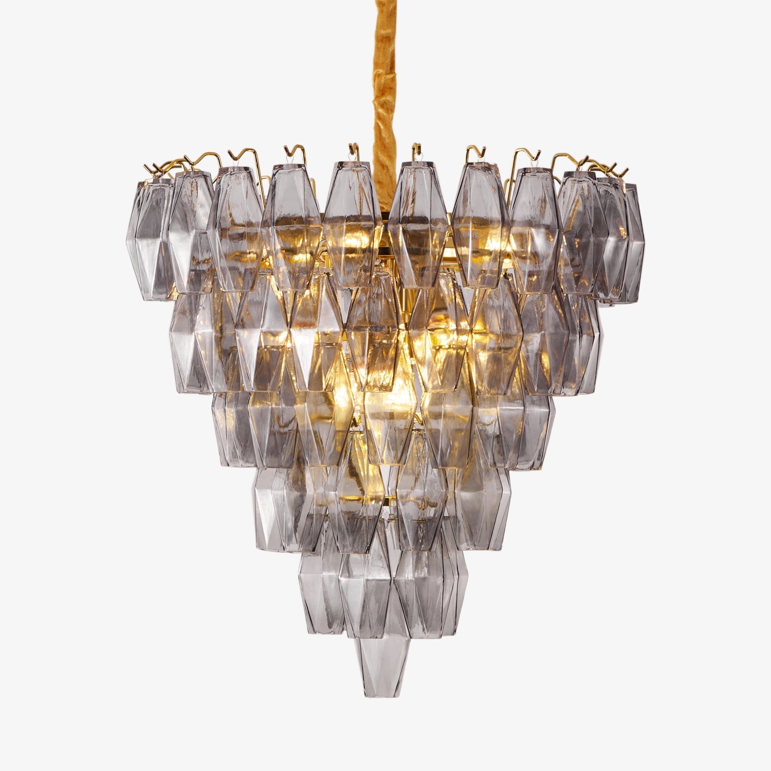 Aurora Chandelier Smoke Gray Inverted Crystal Prism