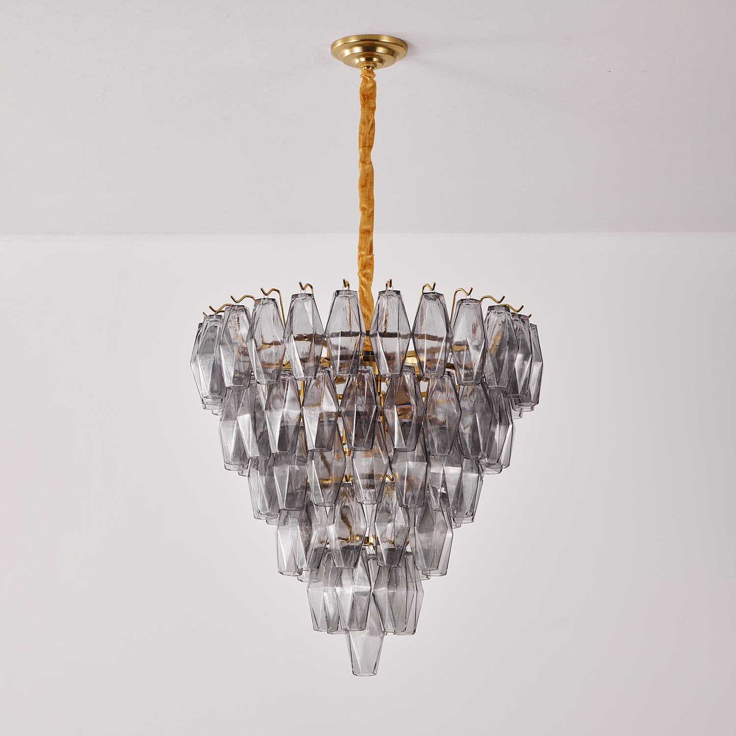 Aurora Chandelier Smoke Gray Inverted Crystal Prism