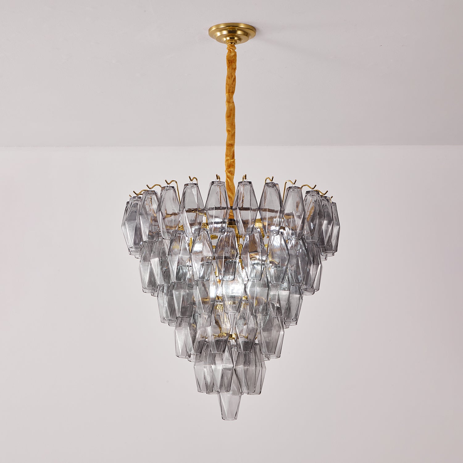 Aurora Chandelier Smoke Gray Inverted Crystal Prism