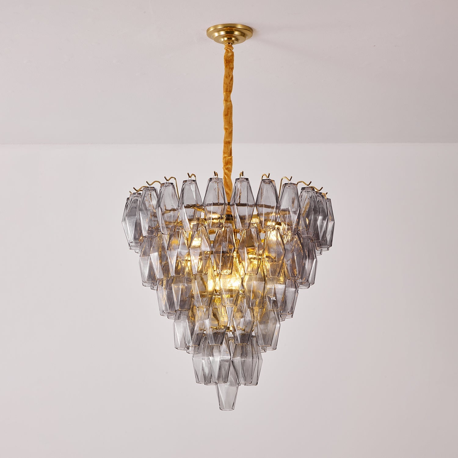 Aurora Chandelier Smoke Gray Inverted Crystal Prism