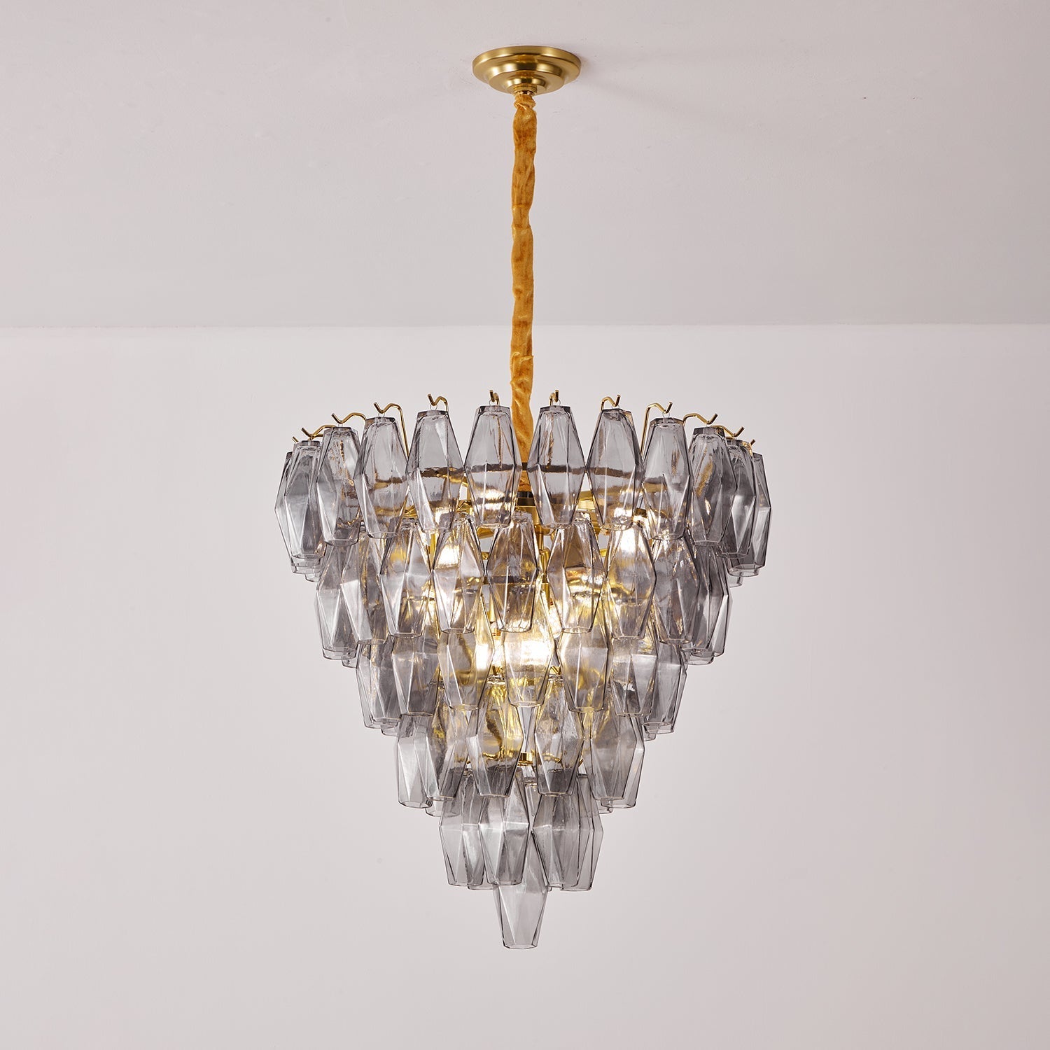 Aurora Chandelier Smoke Gray Inverted Crystal Prism