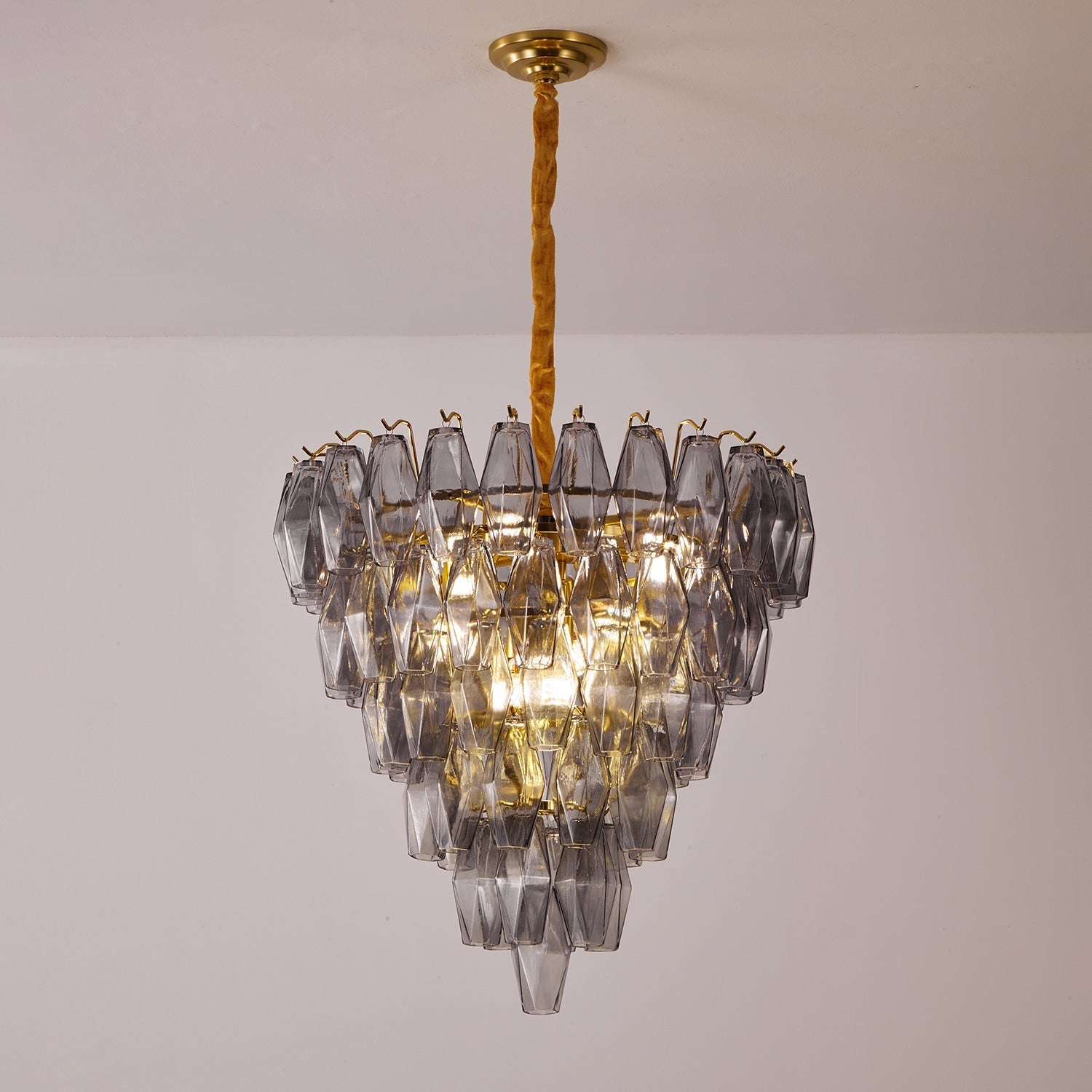 Aurora Chandelier Smoke Gray Inverted Crystal Prism