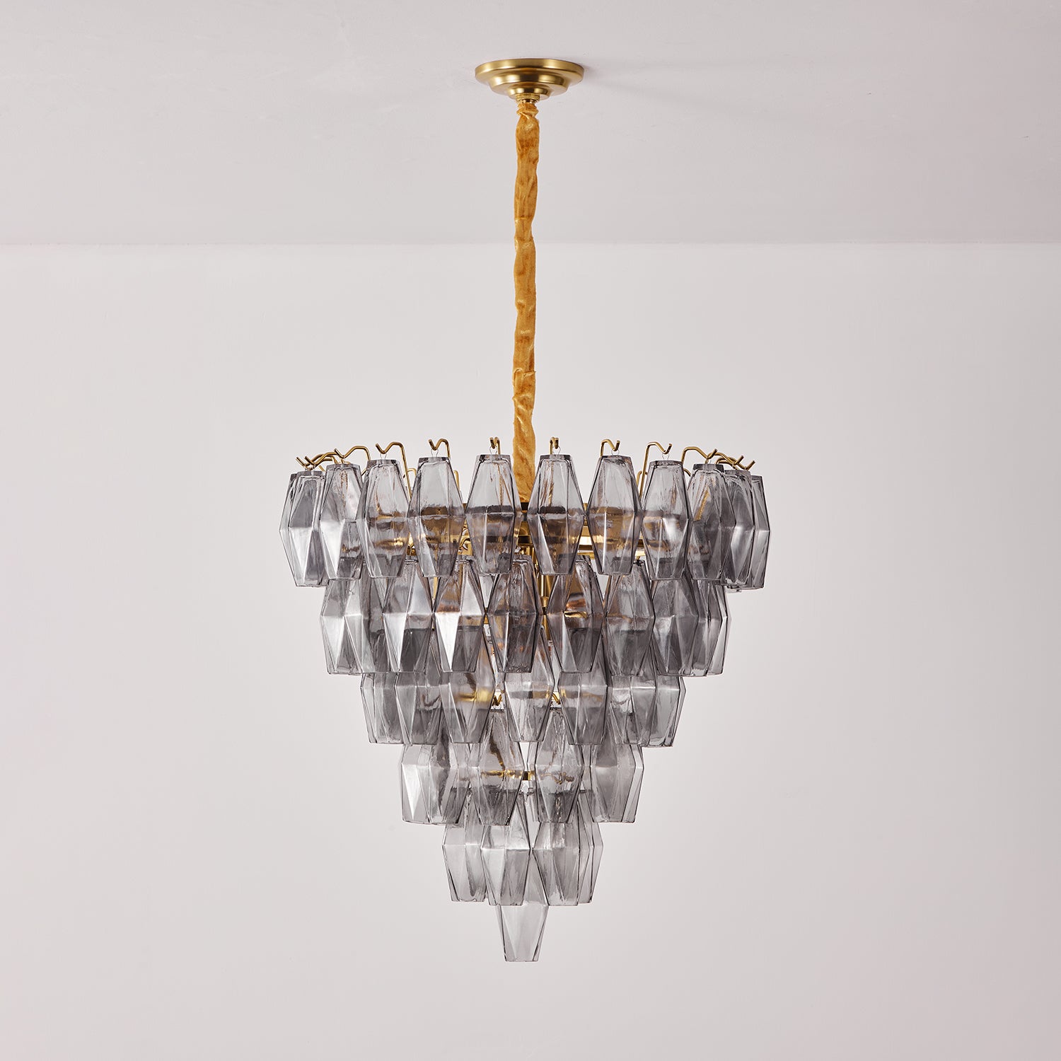 Aurora Chandelier Smoke Gray Inverted Crystal Prism