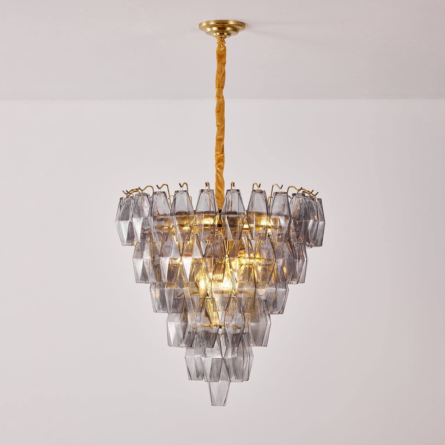 Aurora Chandelier Smoke Gray Inverted Crystal Prism