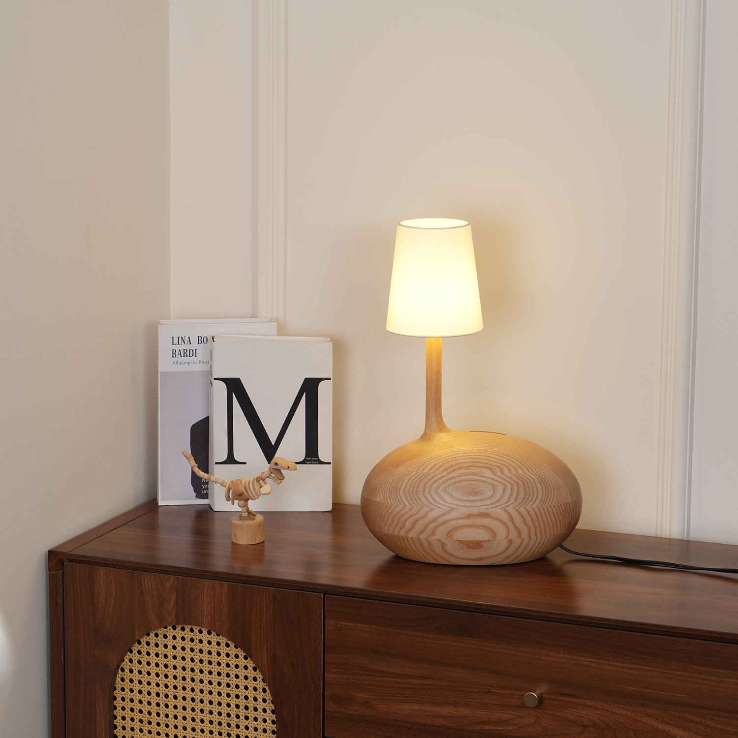 Clyra Wood Fabric Table Lamp - Letslighting