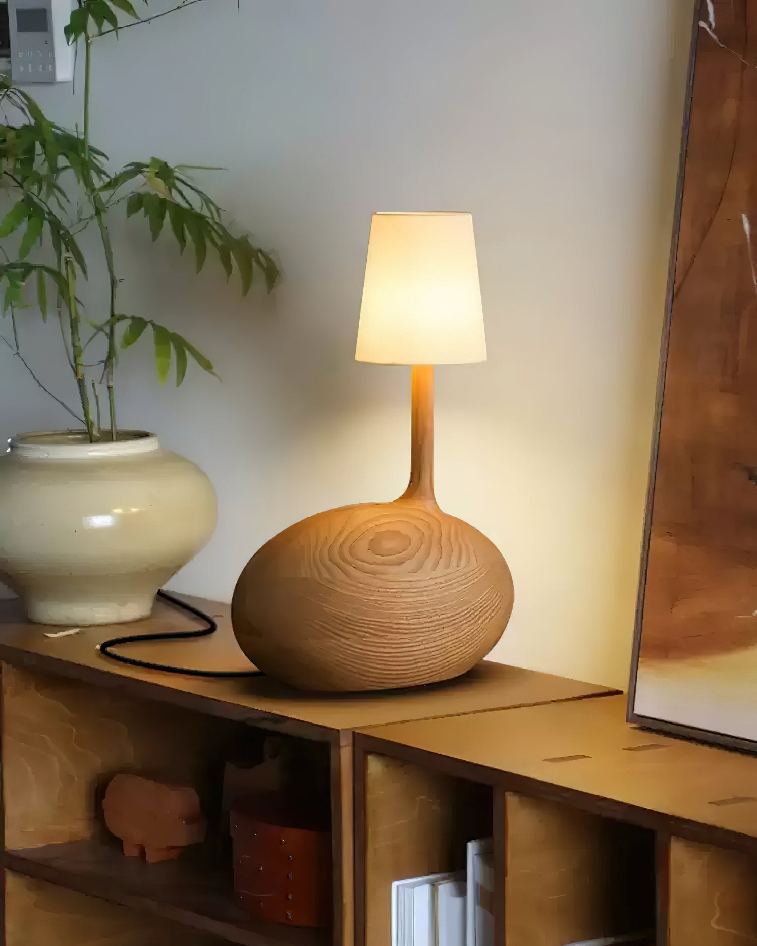 Clyra Wood Fabric Table Lamp - Letslighting