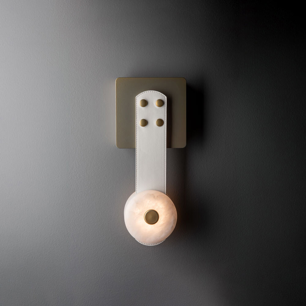 Evsore Modern Minimalist LED Leather Alabaster Sconce Wall Lamp - Letslighting