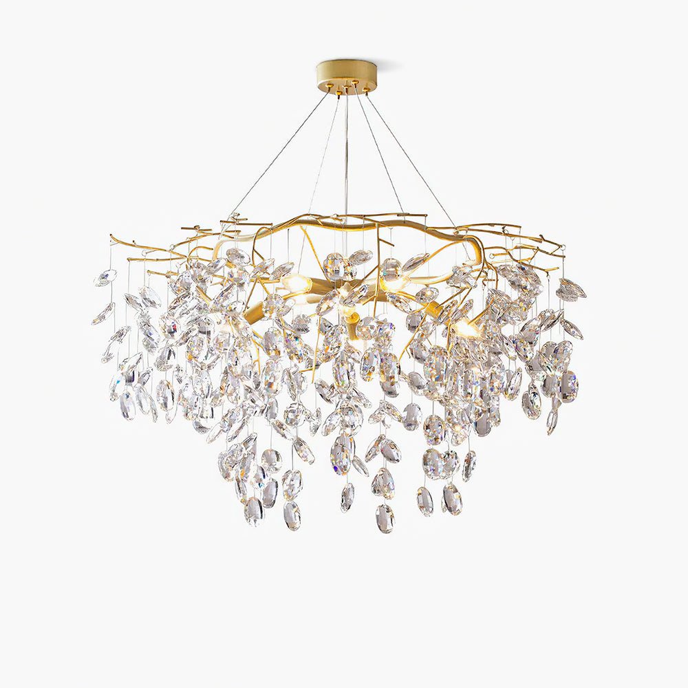 Lustra Chandelier Crystal Branch Gold LED - Letslighting