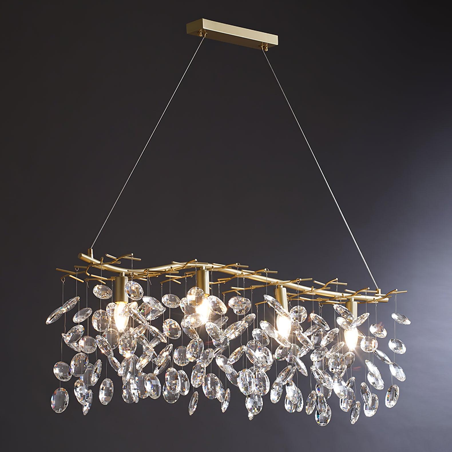 Lustra Chandelier Crystal Branch Gold LED - Letslighting