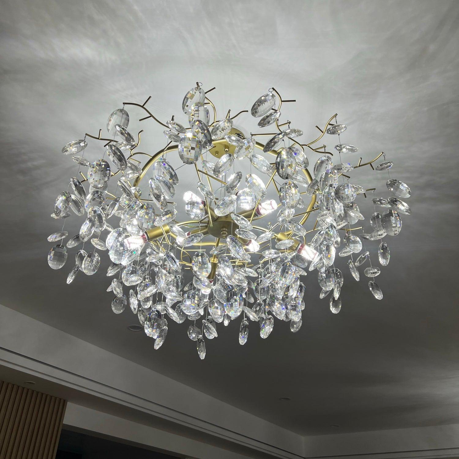 Lustra Chandelier Crystal Branch Gold LED - Letslighting