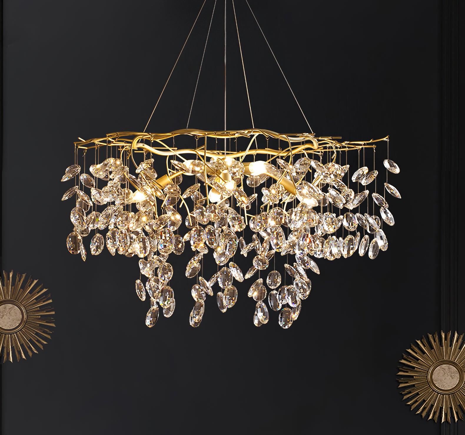 Lustra Chandelier Crystal Branch Gold LED - Letslighting