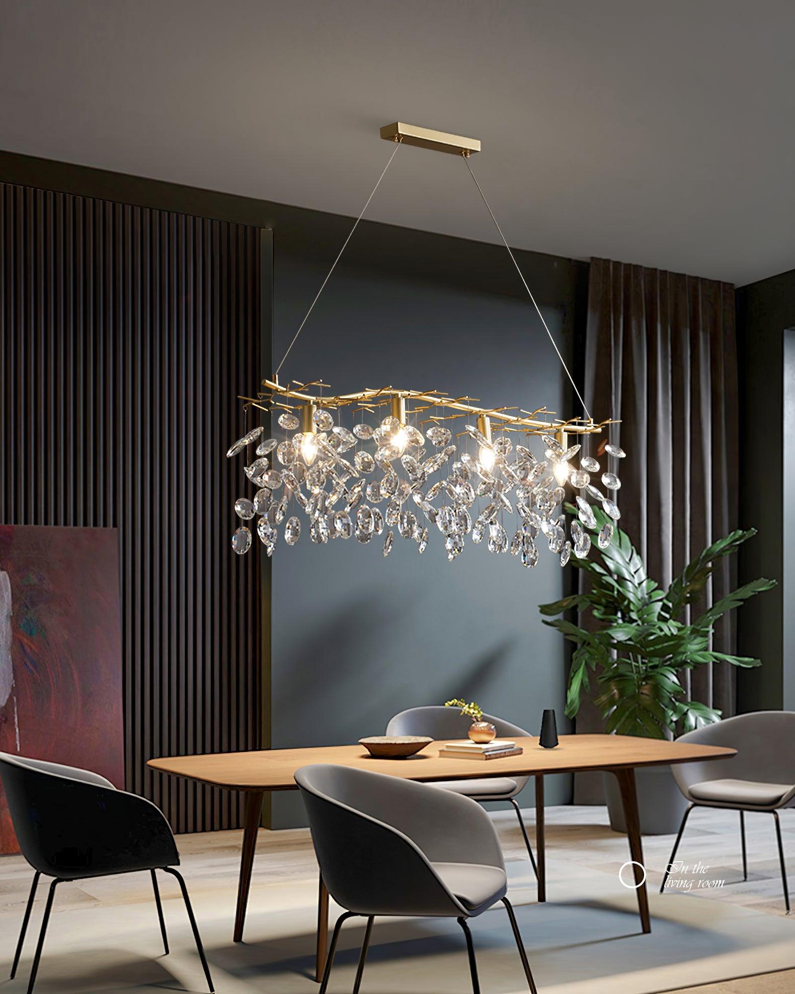 Lustra Chandelier Crystal Branch Gold LED - Letslighting