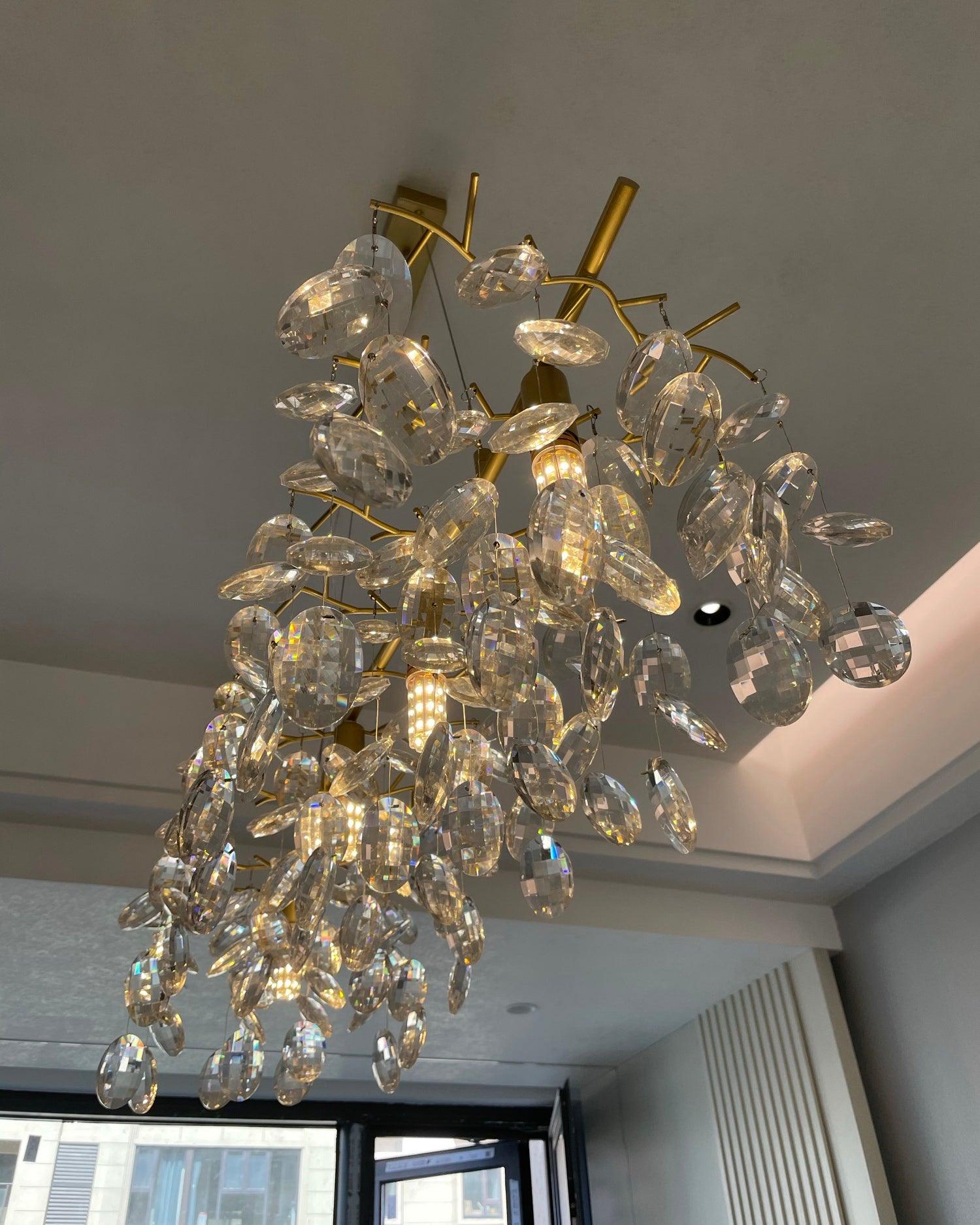 Lustra Chandelier Crystal Branch Gold LED - Letslighting
