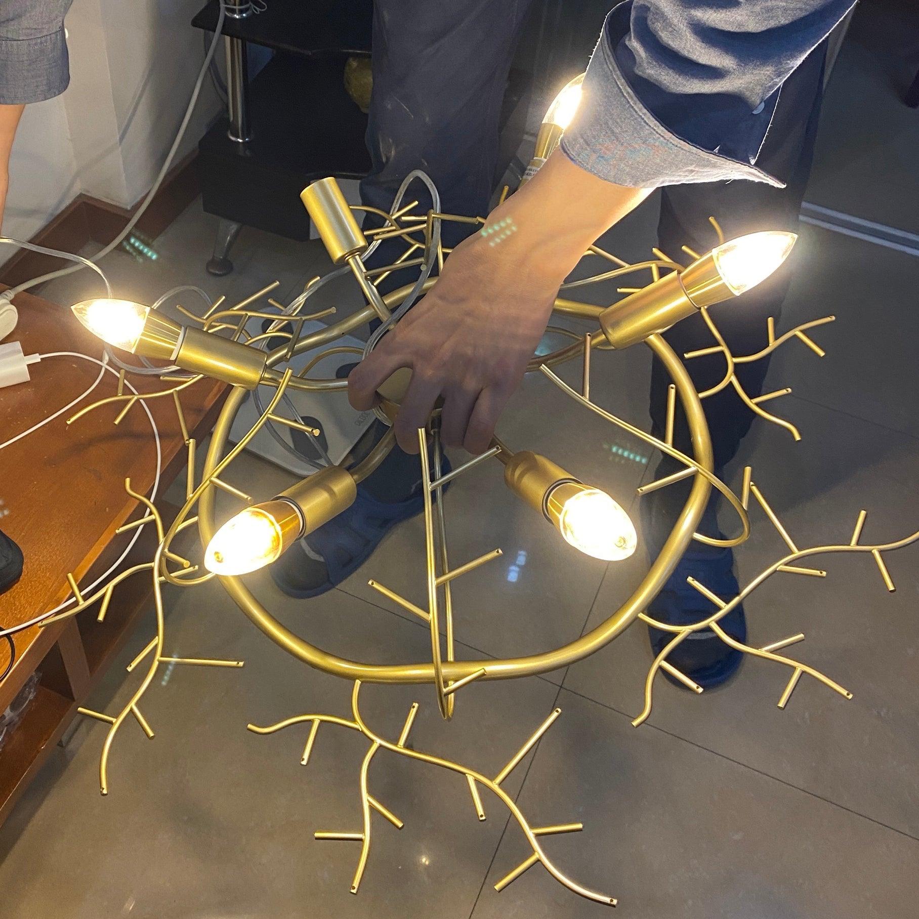 Lustra Chandelier Crystal Branch Gold LED - Letslighting