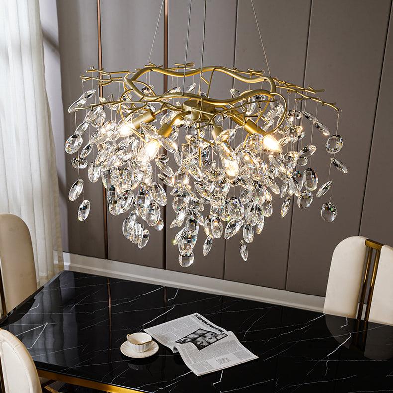 Lustra Chandelier Crystal Branch Gold LED - Letslighting