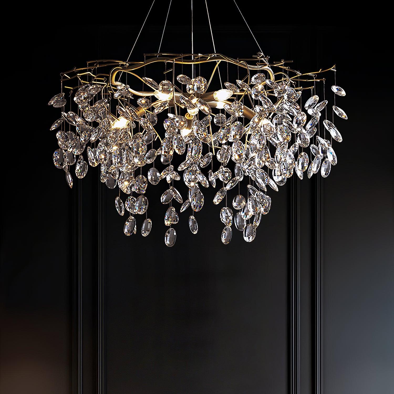 Lustra Chandelier Crystal Branch Gold LED - Letslighting
