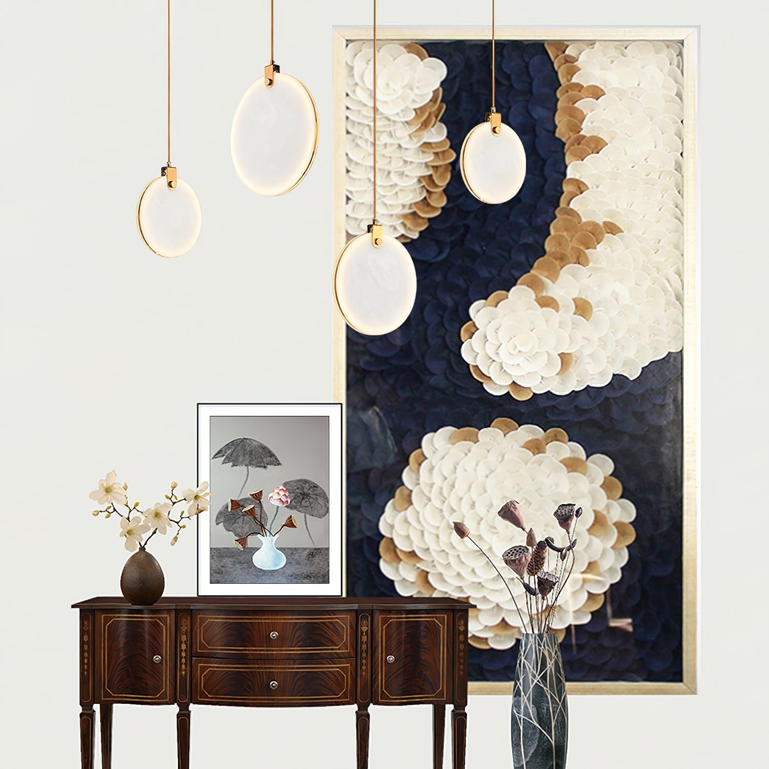 Utalionis Modern Minimalist Brass Alabaster Pendant Light - Letslighting