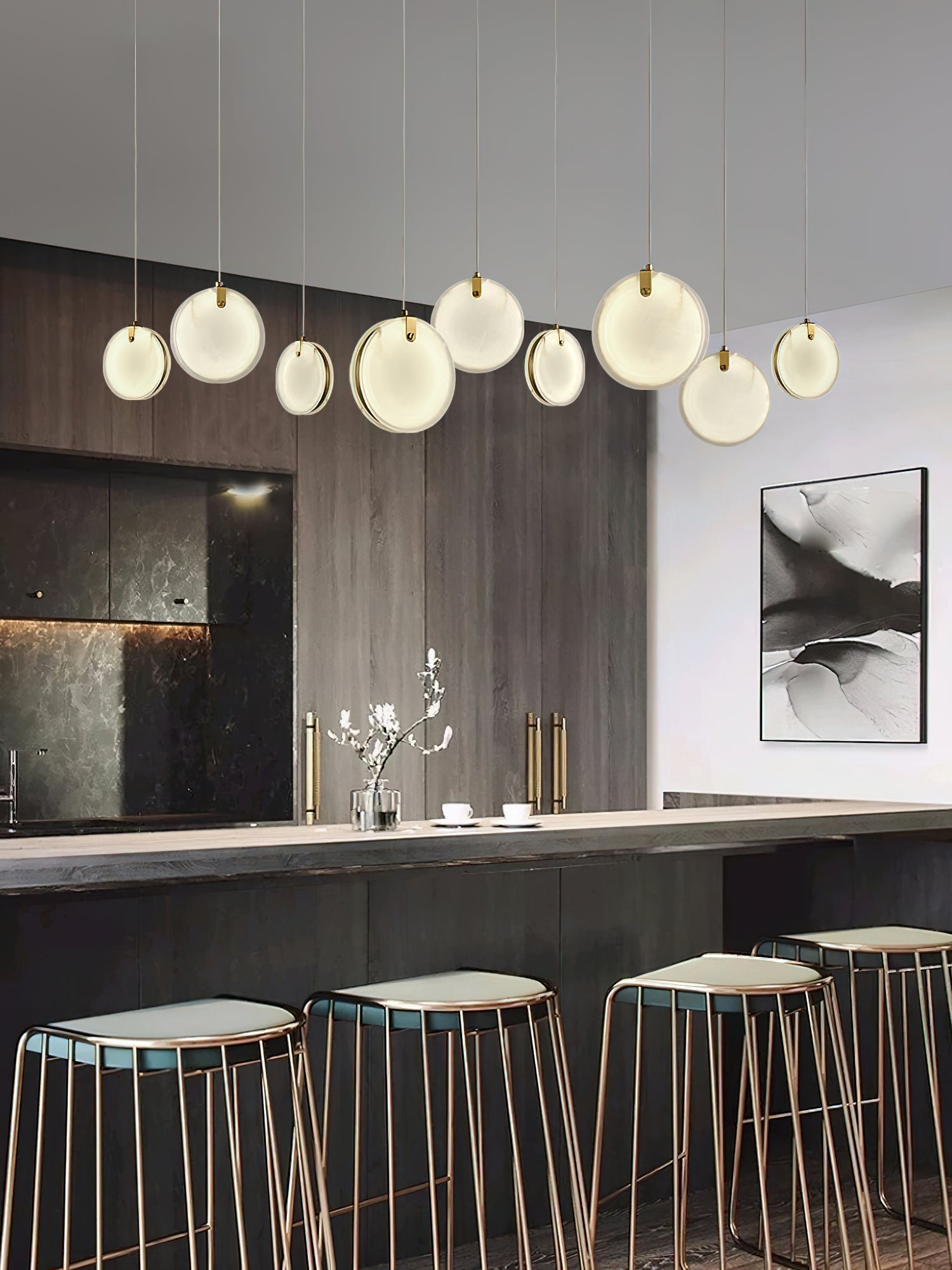 Utalionis Modern Minimalist Brass Alabaster Pendant Light - Letslighting