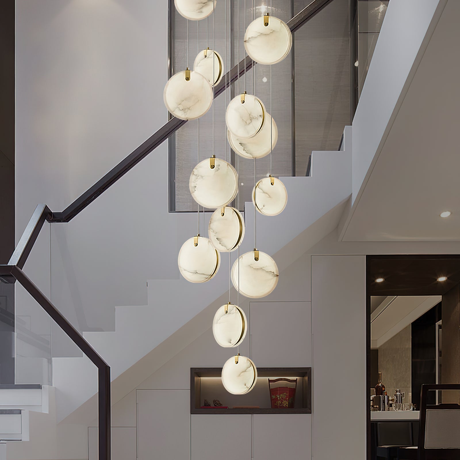 Utalionis Modern Minimalist Brass Alabaster Pendant Light - Letslighting