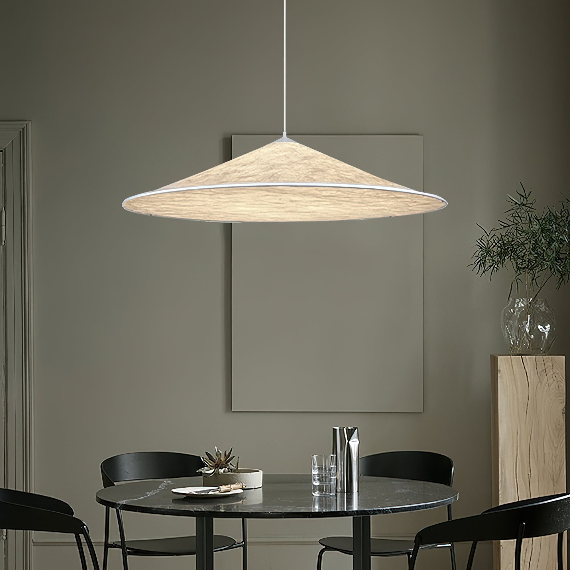 Solara Minimalist Metal & Silk Pendant Light