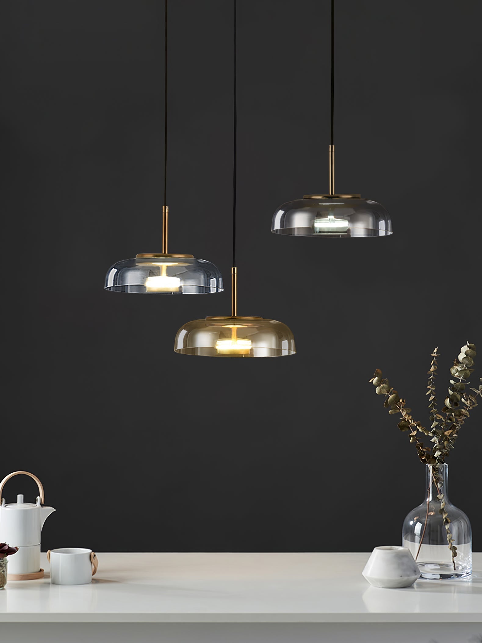 Lustra Pendant Lamp Transparent Glass Sleek - Letslighting