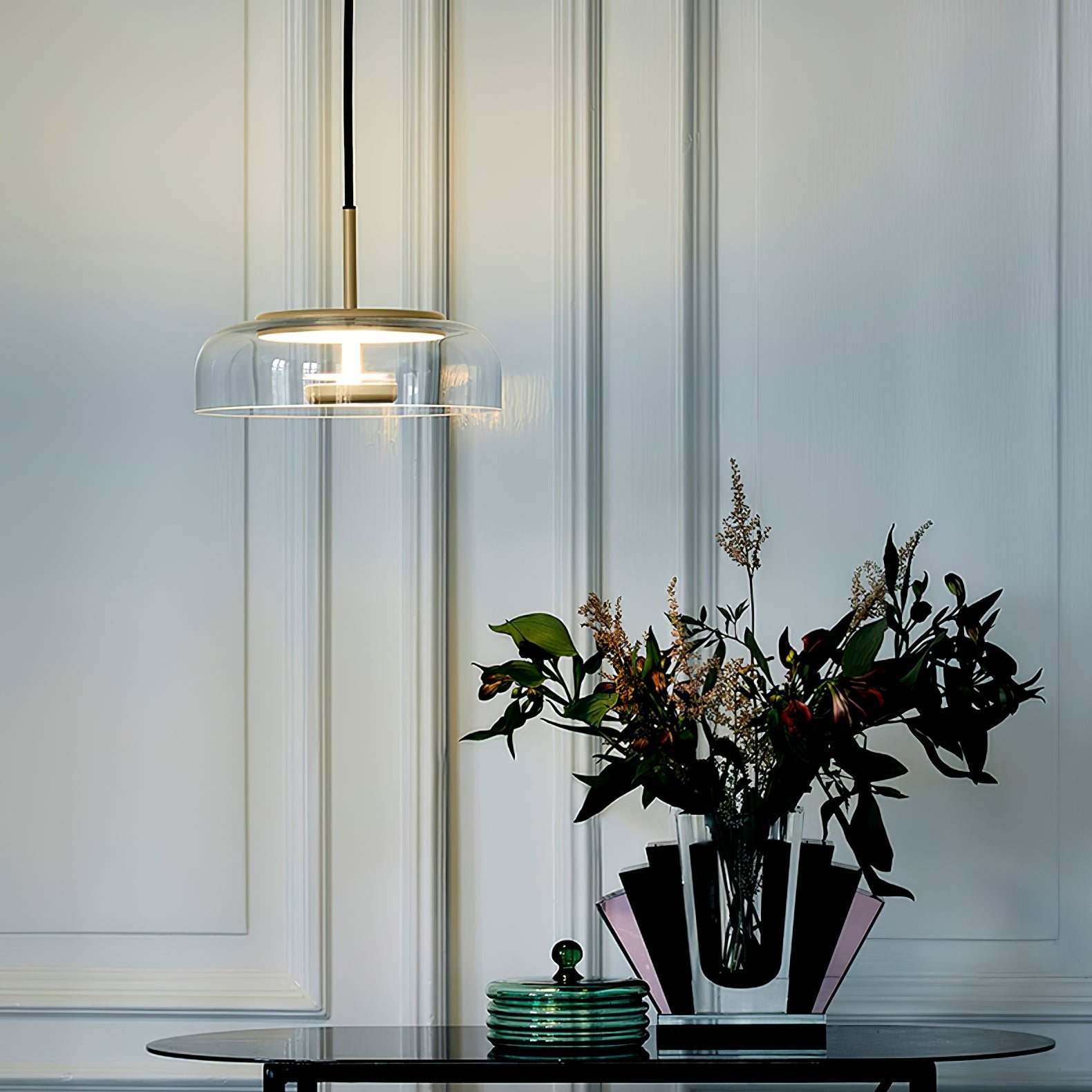 Lustra Pendant Lamp Transparent Glass Sleek - Letslighting