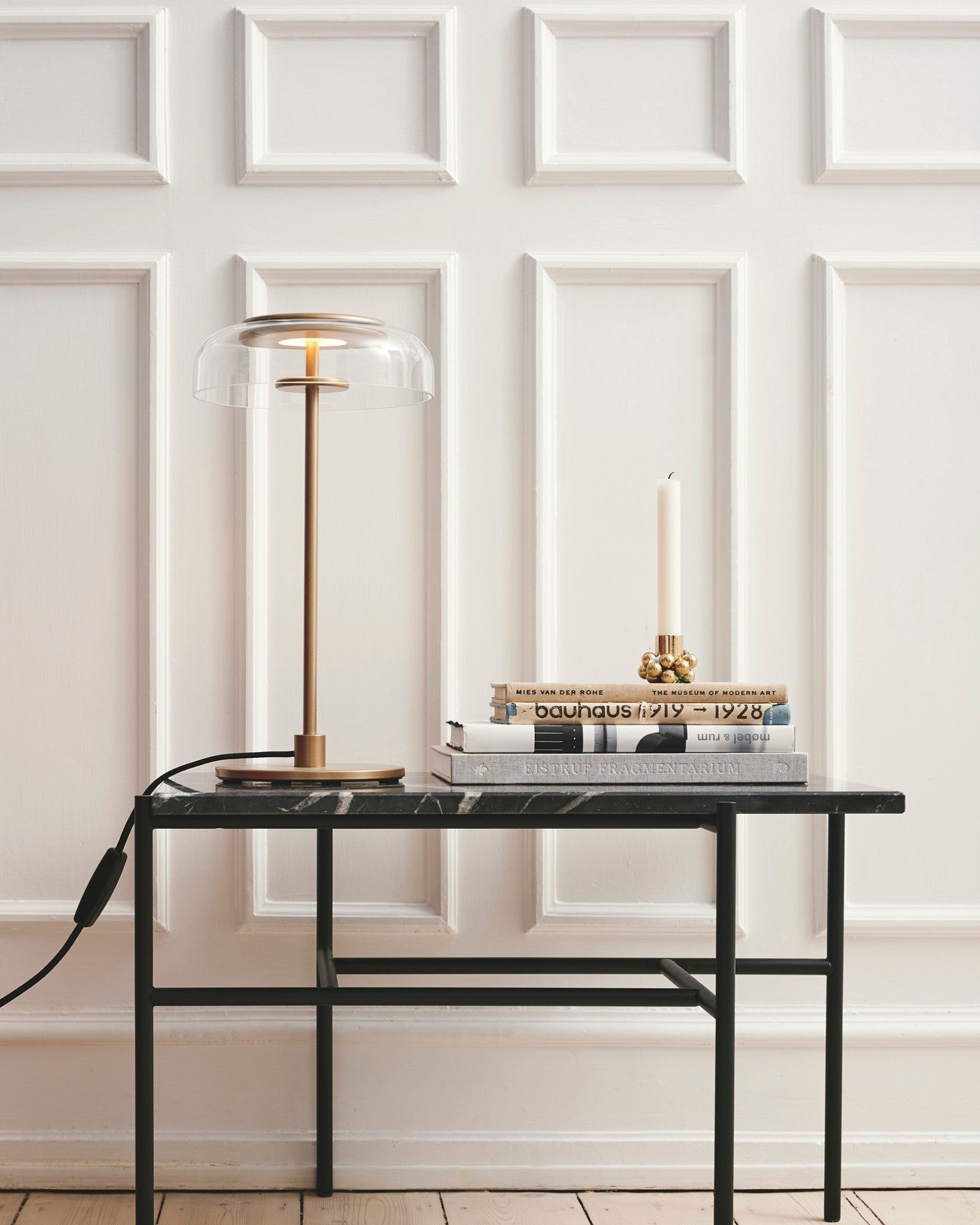 Solara Table Lamp Clear Glass Shade Wood Base - Letslighting