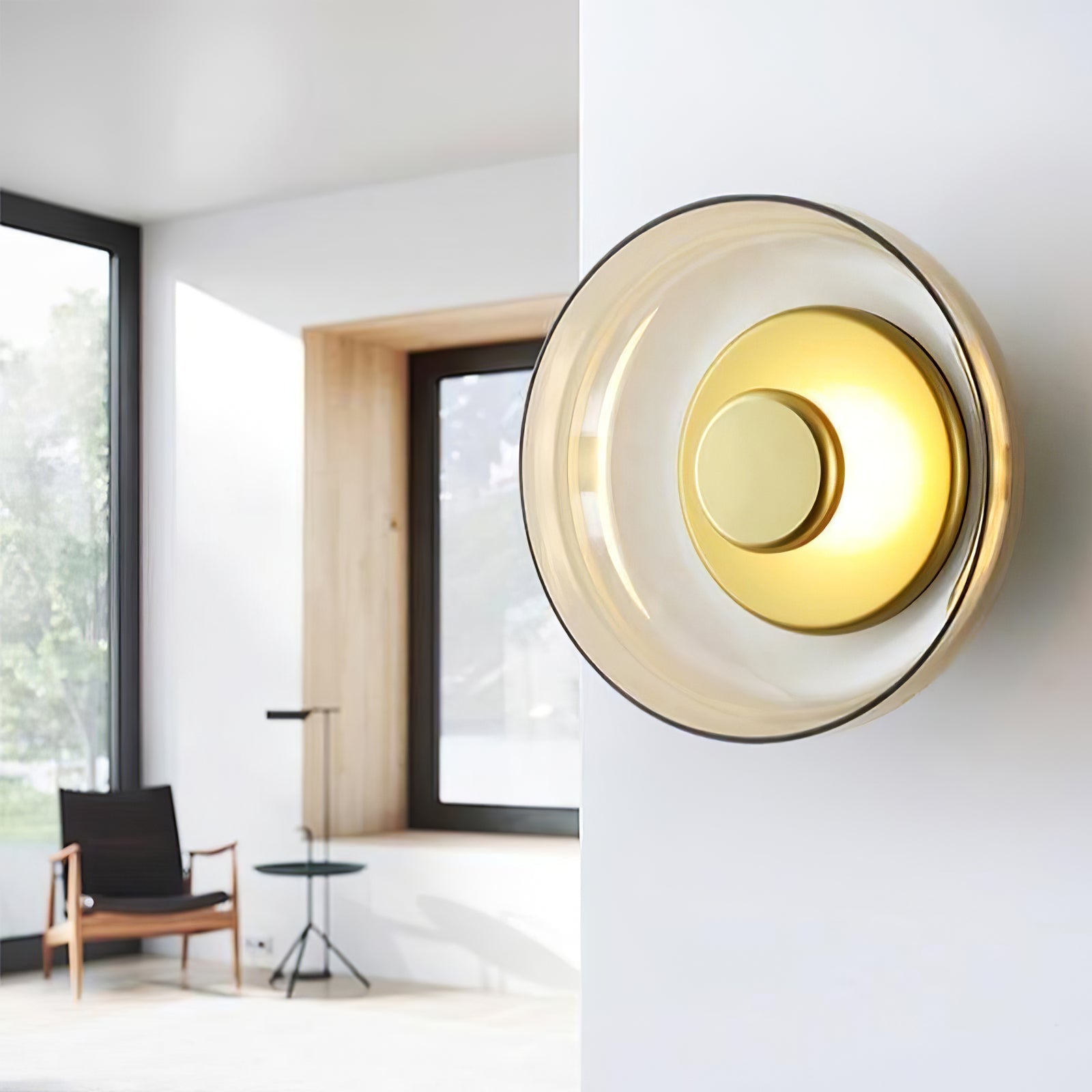 Crux Modern Minimalist Brass Glass Wall Light - Letslighting