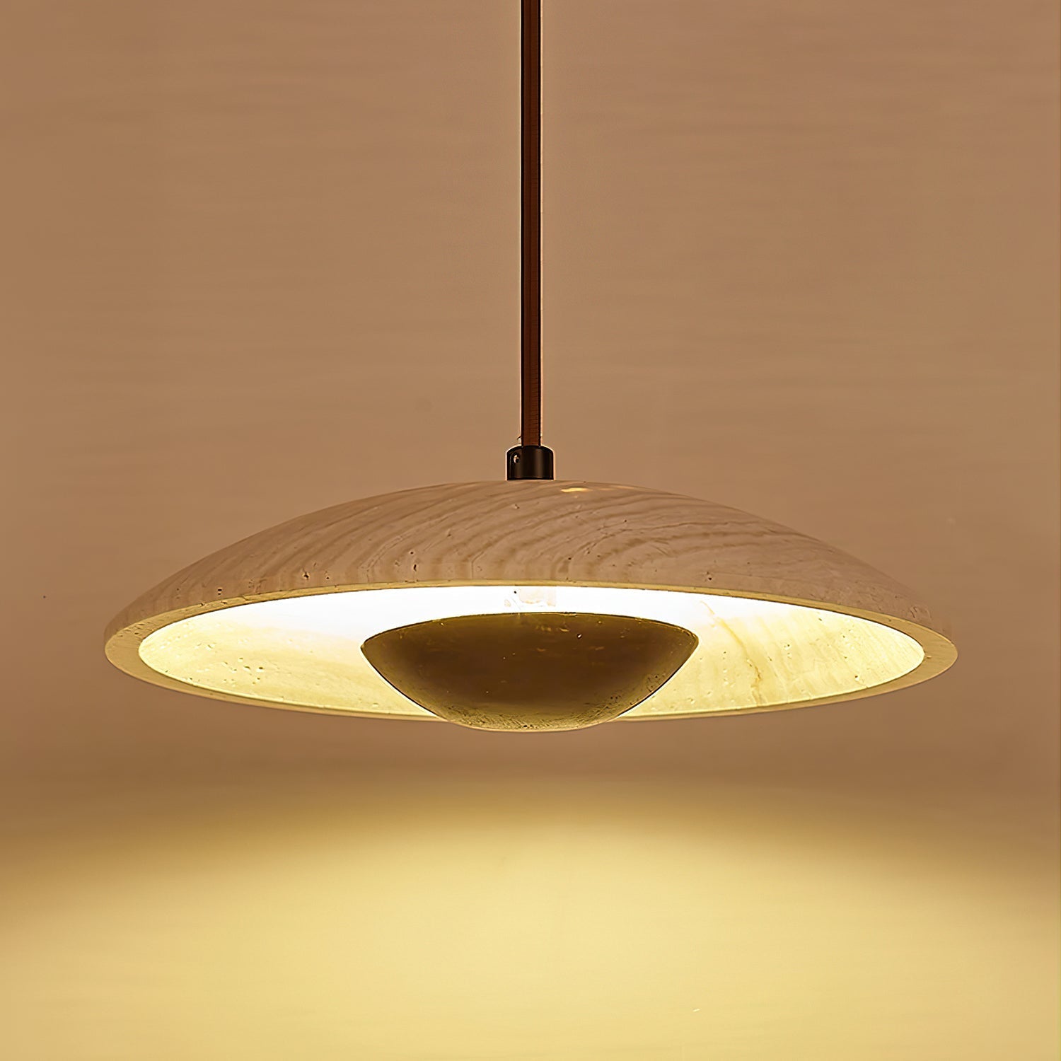 Zodore Wide-Brim Travertine Pendant Light - Letslighting