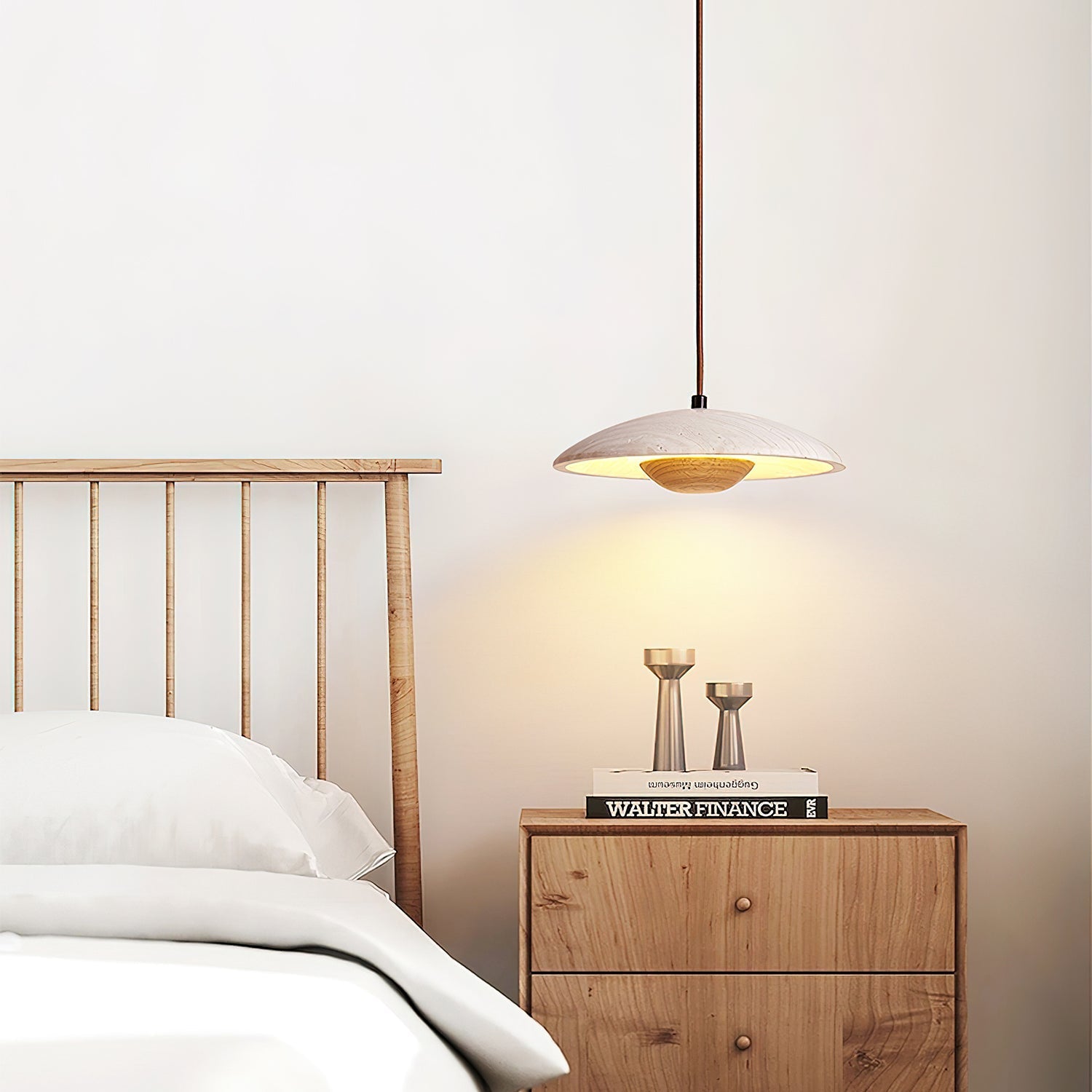Zodore Wide-Brim Travertine Pendant Light - Letslighting
