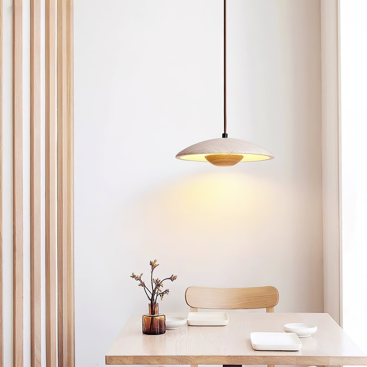 Zodore Wide-Brim Travertine Pendant Light - Letslighting