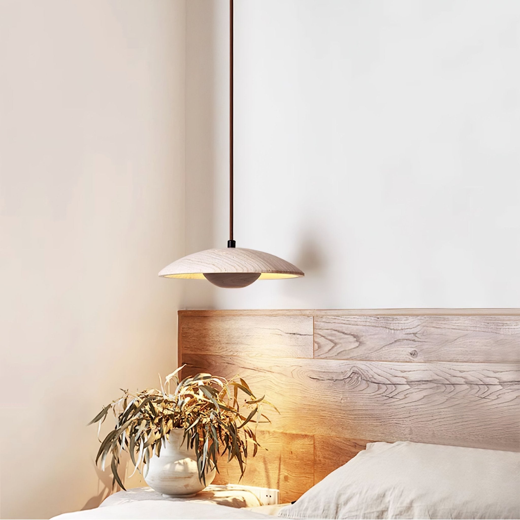 Zodore Wide-Brim Travertine Pendant Light - Letslighting