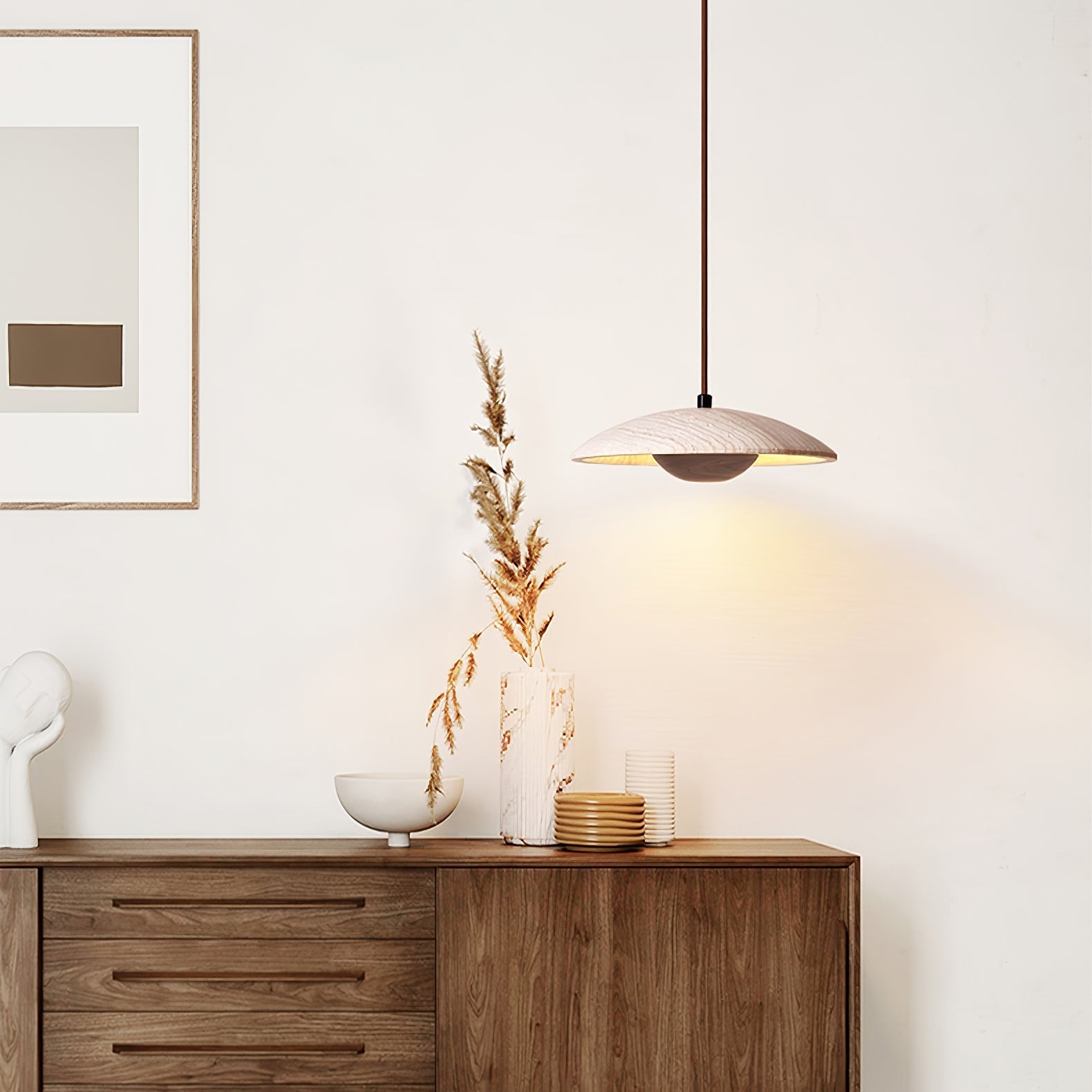 Zodore Wide-Brim Travertine Pendant Light - Letslighting