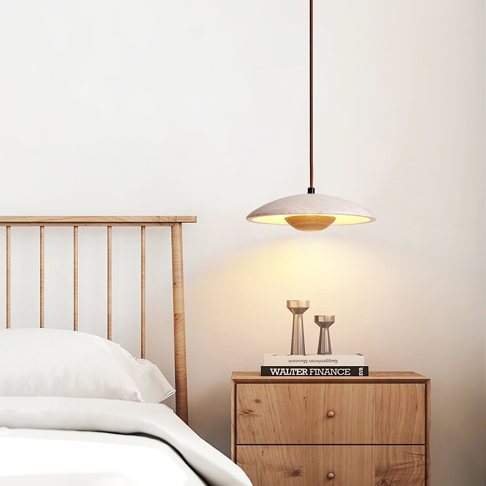 Zodore Wide-Brim Travertine Pendant Light - Letslighting