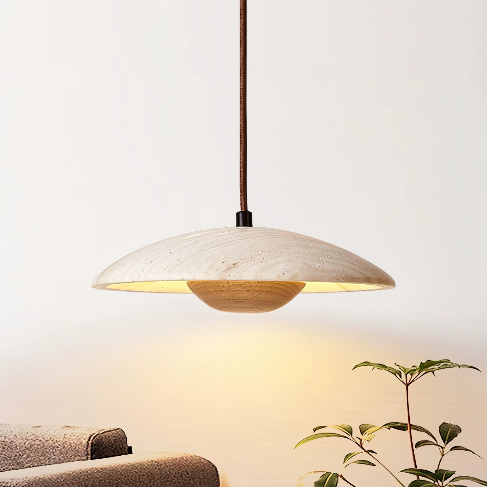 Zodore Wide-Brim Travertine Pendant Light - Letslighting