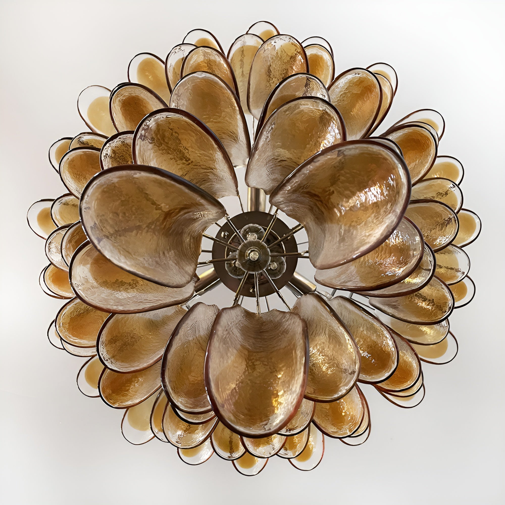 Aurora Chandelier Amber Glass Petals Layered Luxury - Letslighting