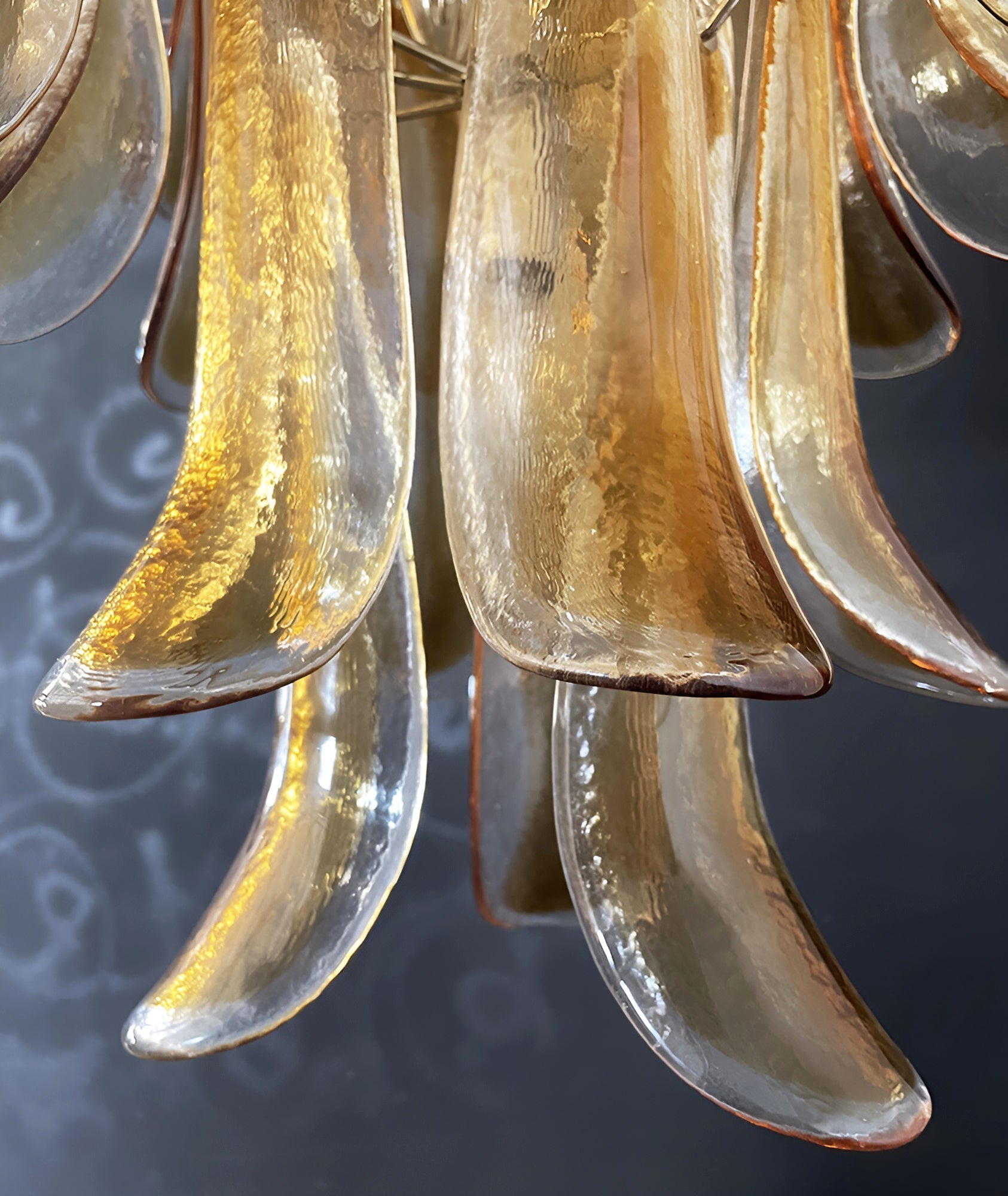Aurora Chandelier Amber Glass Petals Layered Luxury - Letslighting