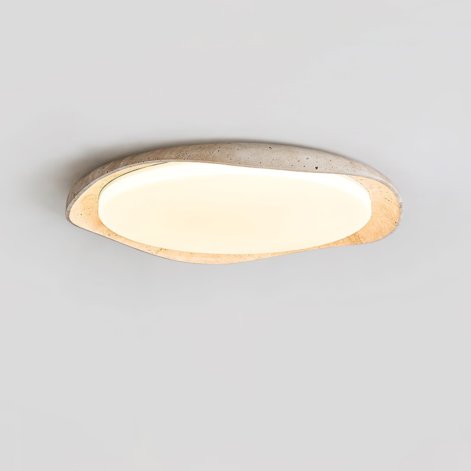 Adoros Rimmed-Circle Travertine Ceiling Light - Letslighting
