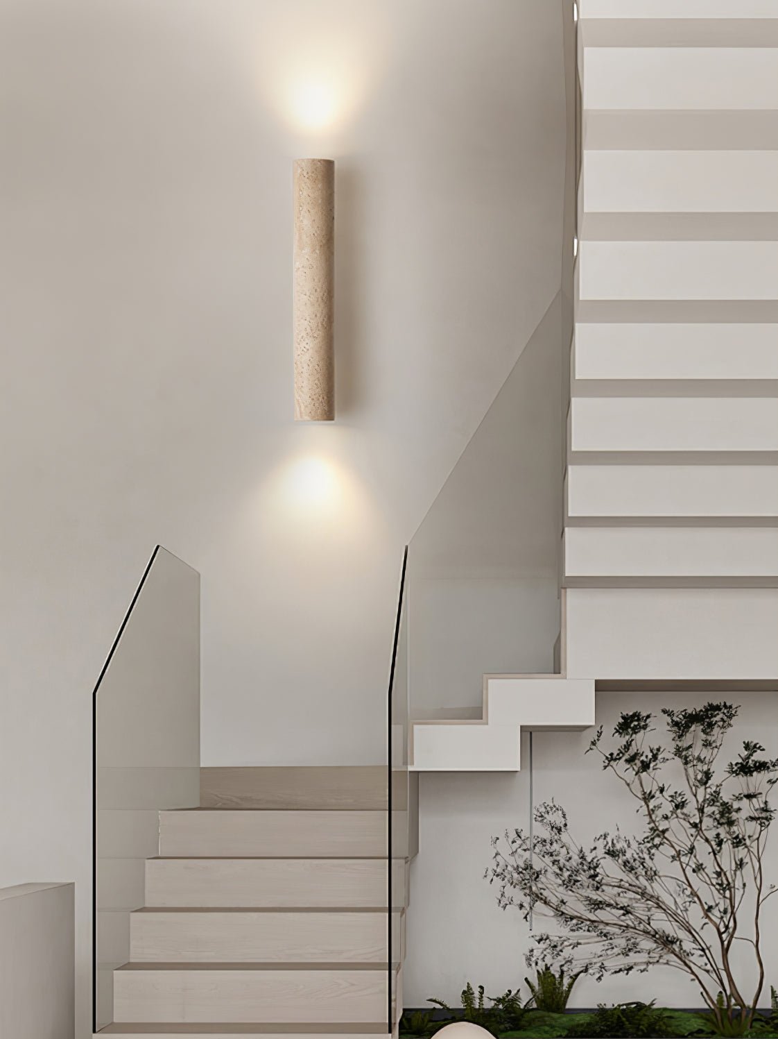 Olvaros Slim Cylinder Travertine Wall Light - Letslighting