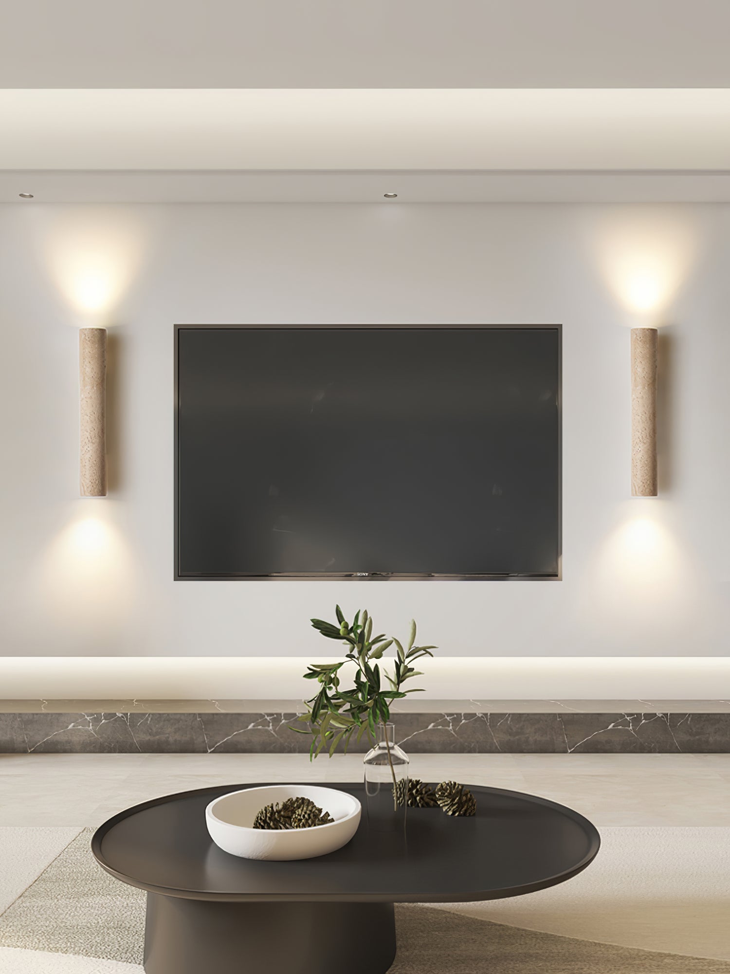 Olvaros Slim Cylinder Travertine Wall Light - Letslighting