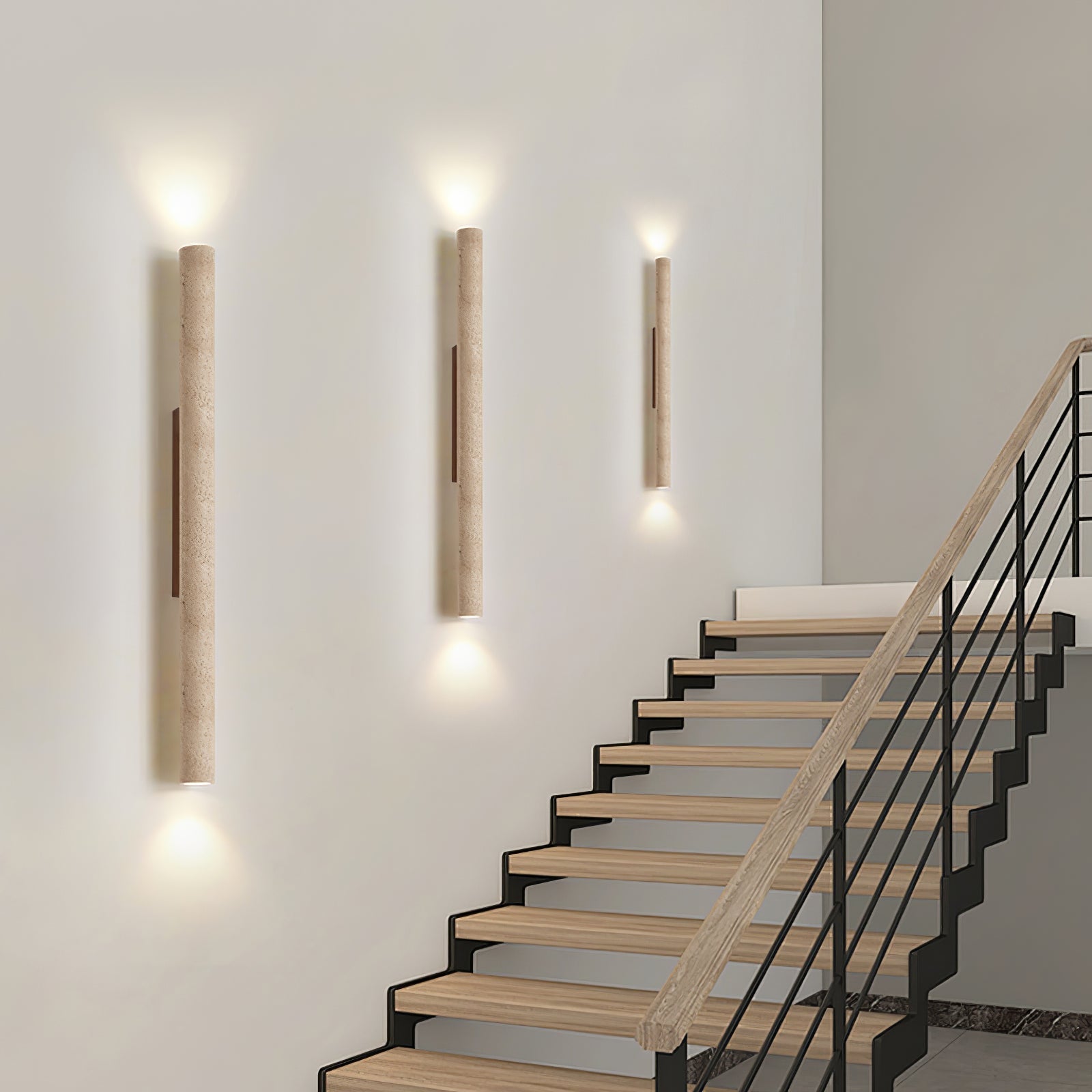 Olvaros Slim Cylinder Travertine Wall Light - Letslighting