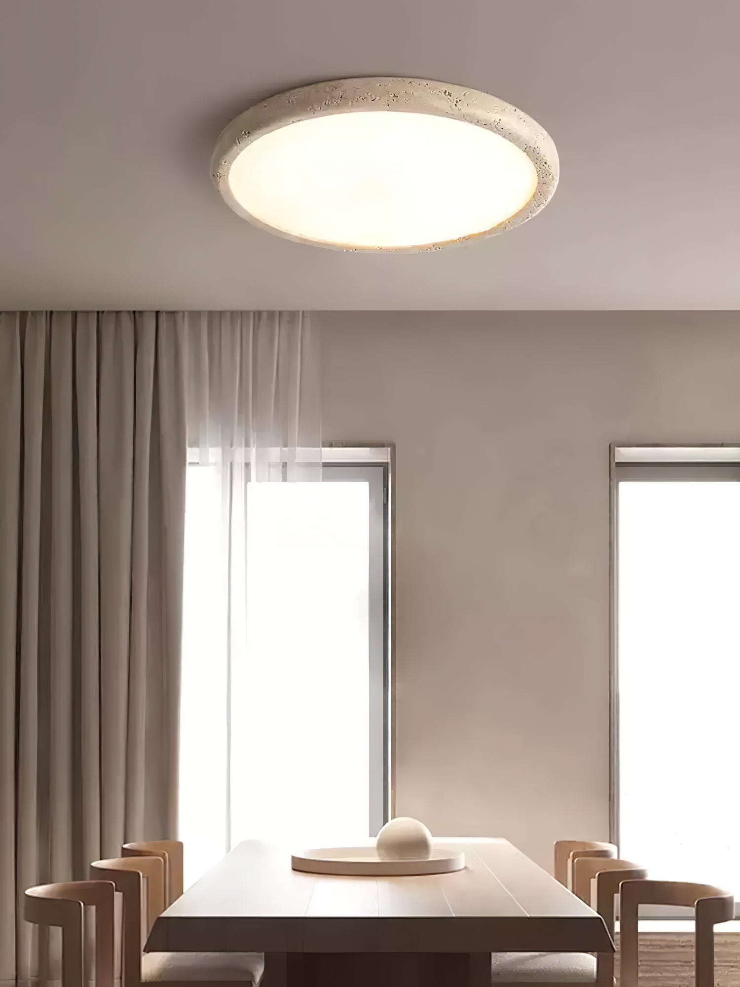 Aurrina Ring Frame Travertine Ceiling Light - Letslighting
