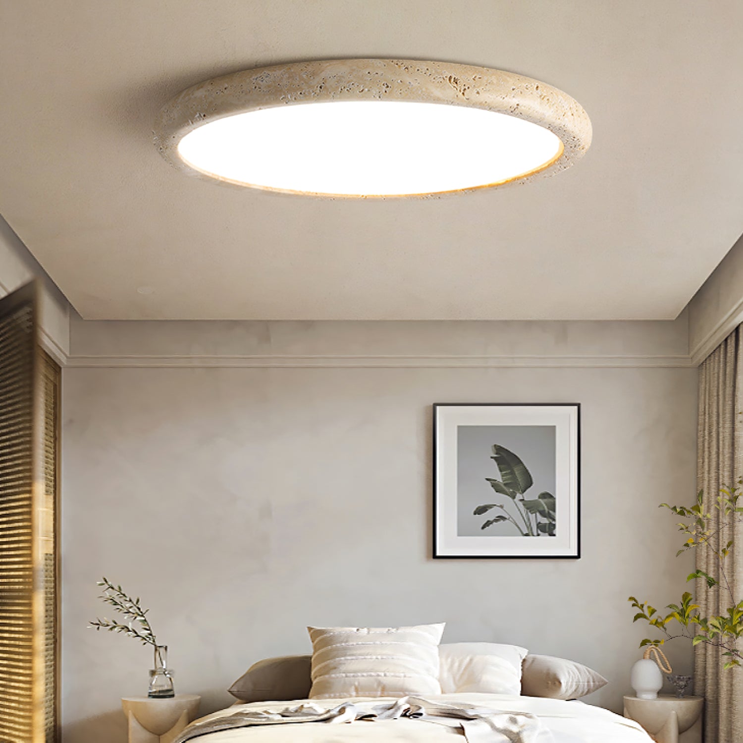 Aurrina Ring Frame Travertine Ceiling Light - Letslighting