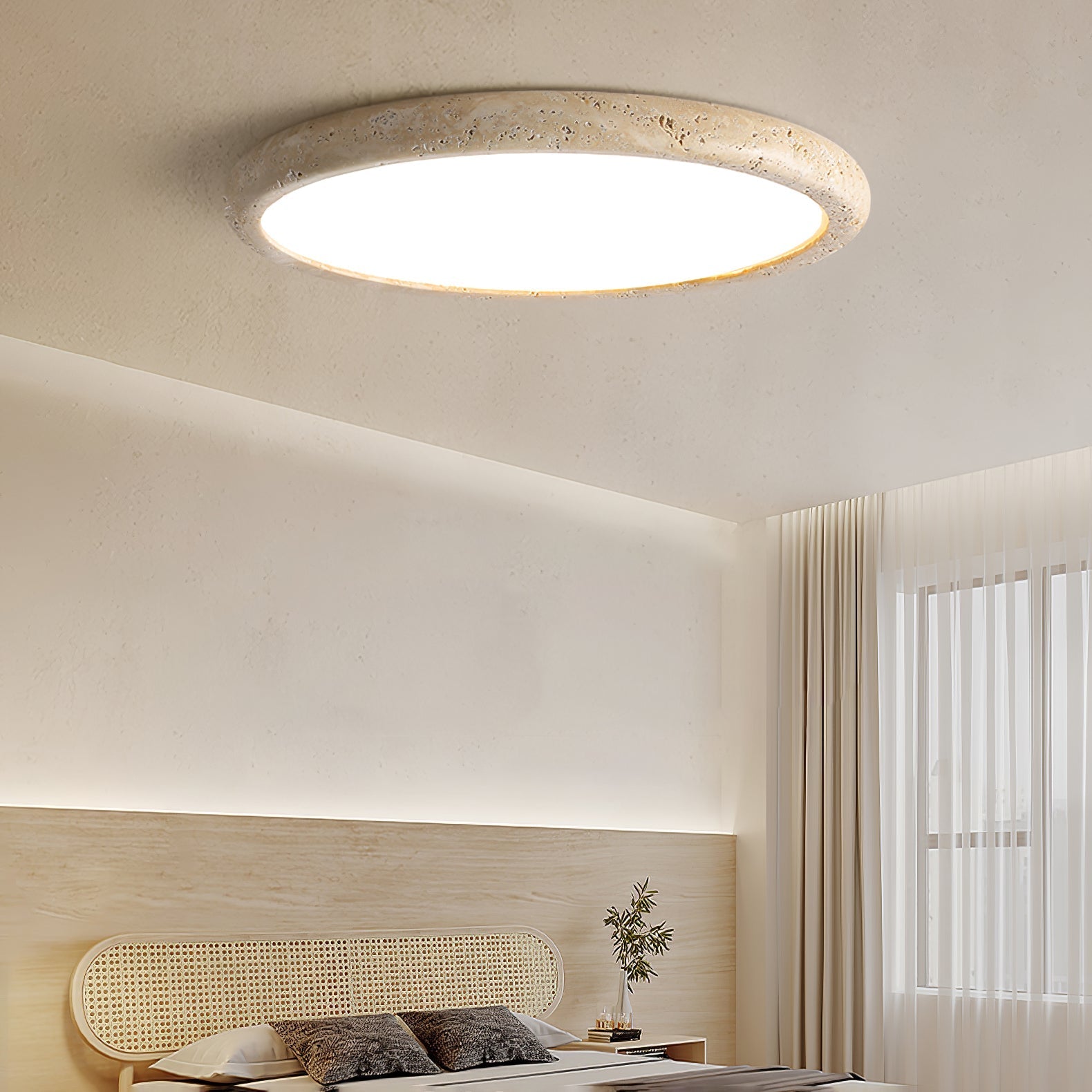 Aurrina Ring Frame Travertine Ceiling Light - Letslighting
