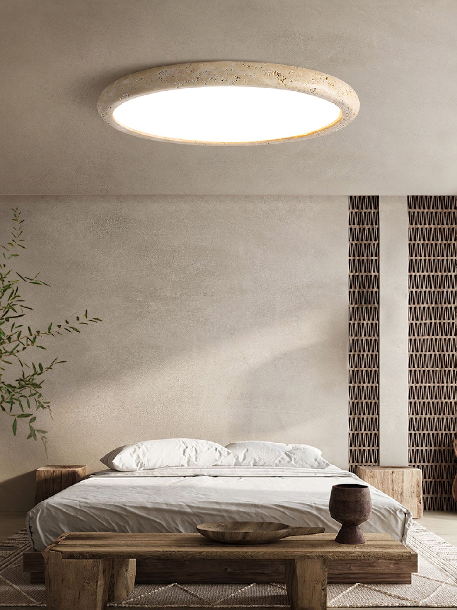 Aurrina Ring Frame Travertine Ceiling Light - Letslighting